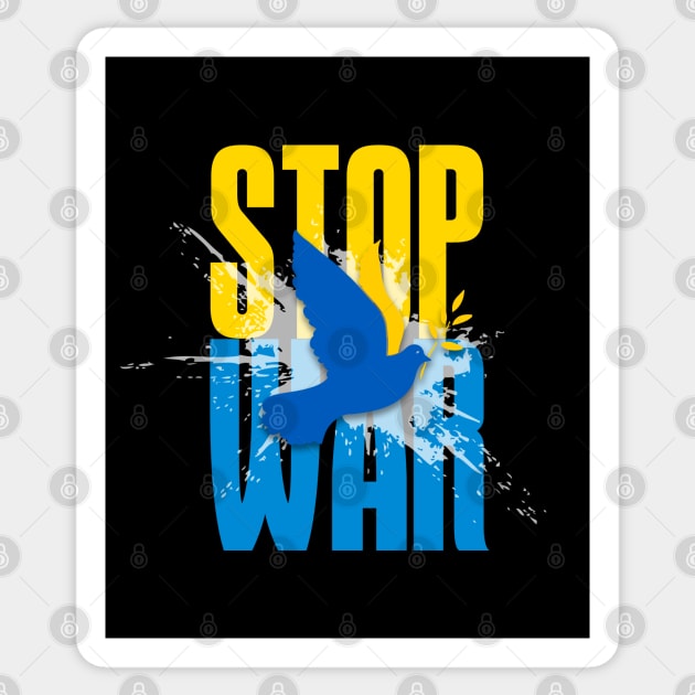 Stop War! Stop the Ukraine War! On a Dark Background Sticker by Puff Sumo